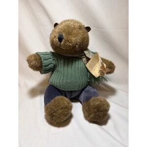 Applause‎ Bravo Collection Ward Beaver Plush Green Sweater Scarf Vintage 22567